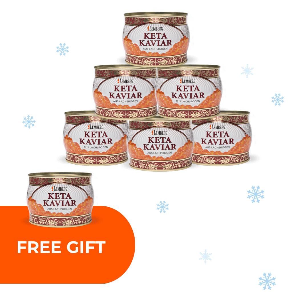 Caviar de salmón Keta, 400g, 6+1