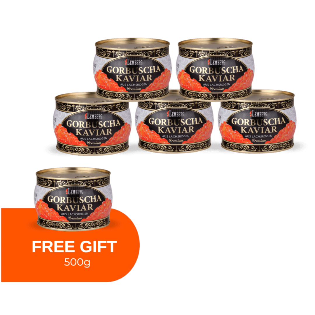 Caviar de salmón rosado PREMIUM, 5+1 x 500 g