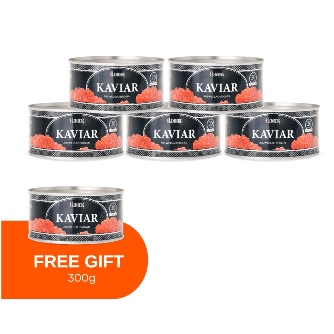 Caviar de salmón rosado PLATINUM 300 g, 5+1