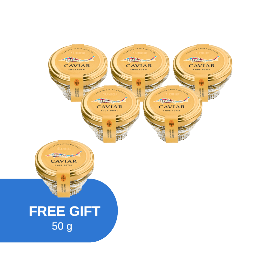 Сaviar de esturión Amur Royal, 5 + 1 x 50g