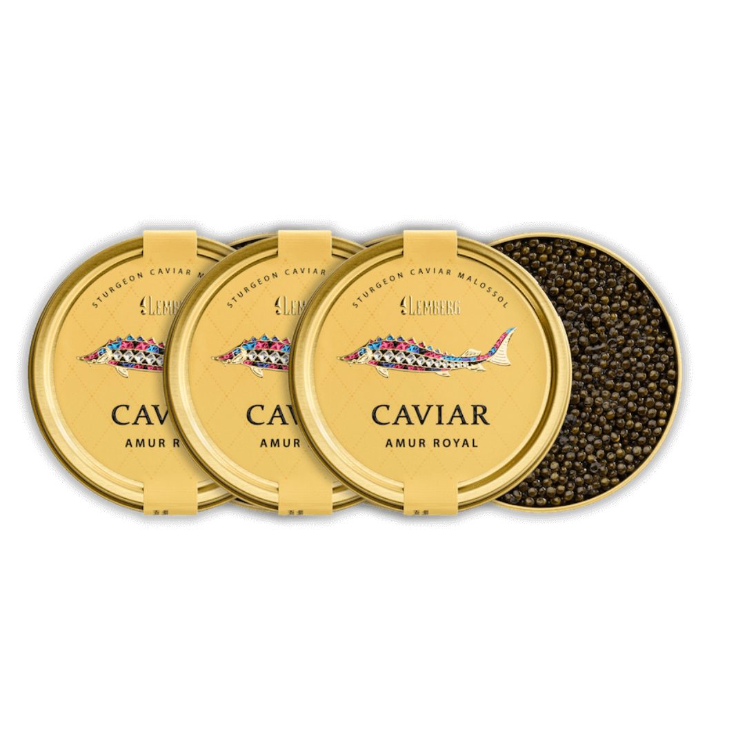 Caviar de esturión Amur Royal, 3 x 100 g