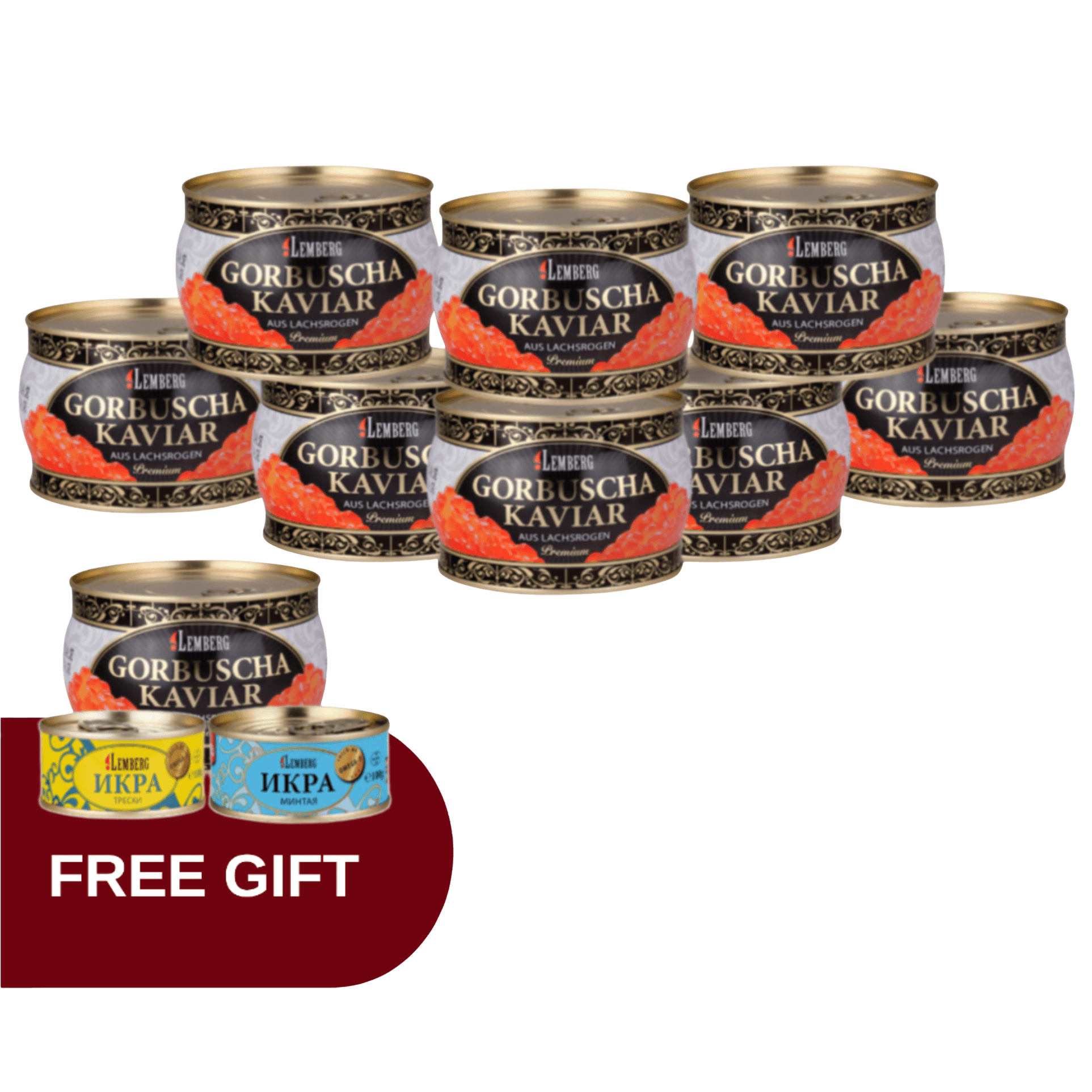 Caviar de salmón rosado, PREMIUM, 8 + 1 x 400 g + EXTRA