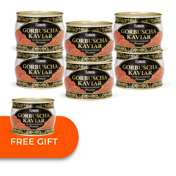 Caviar de salmón rosado PREMIUM, 6 +1 x 500g