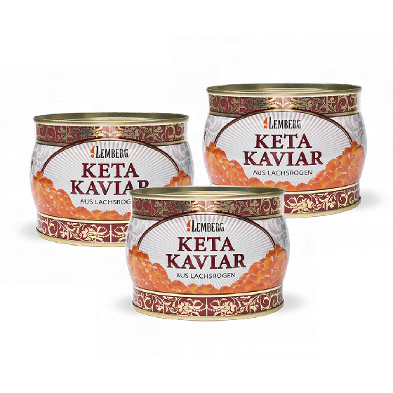 Caviar de salmón chum, 3 x 400 g