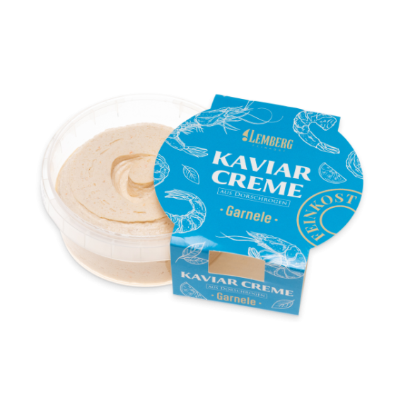 Crema de caviar de huevas de bacalao con gambas, 150 g