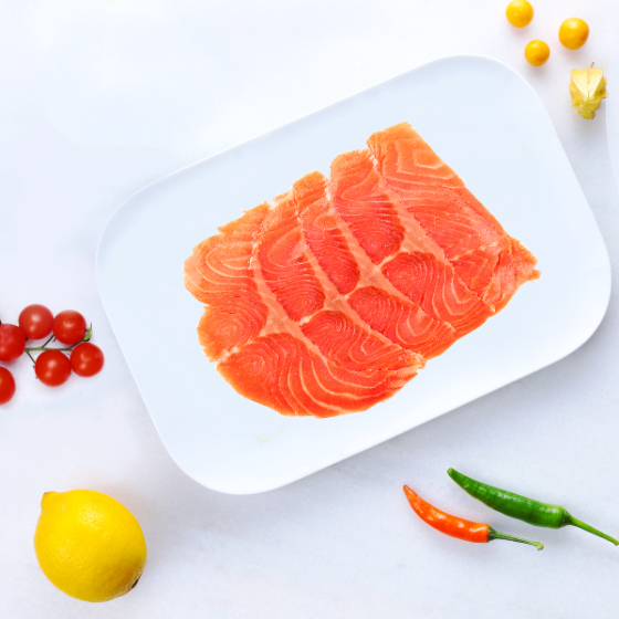 Salmón noruego, ahumado en frío, en lonchas, 100g