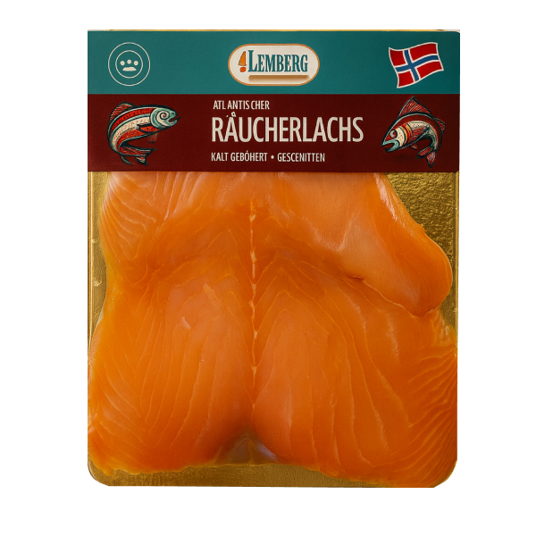 Salmón noruego, ahumado en frío, en lonchas, 100g